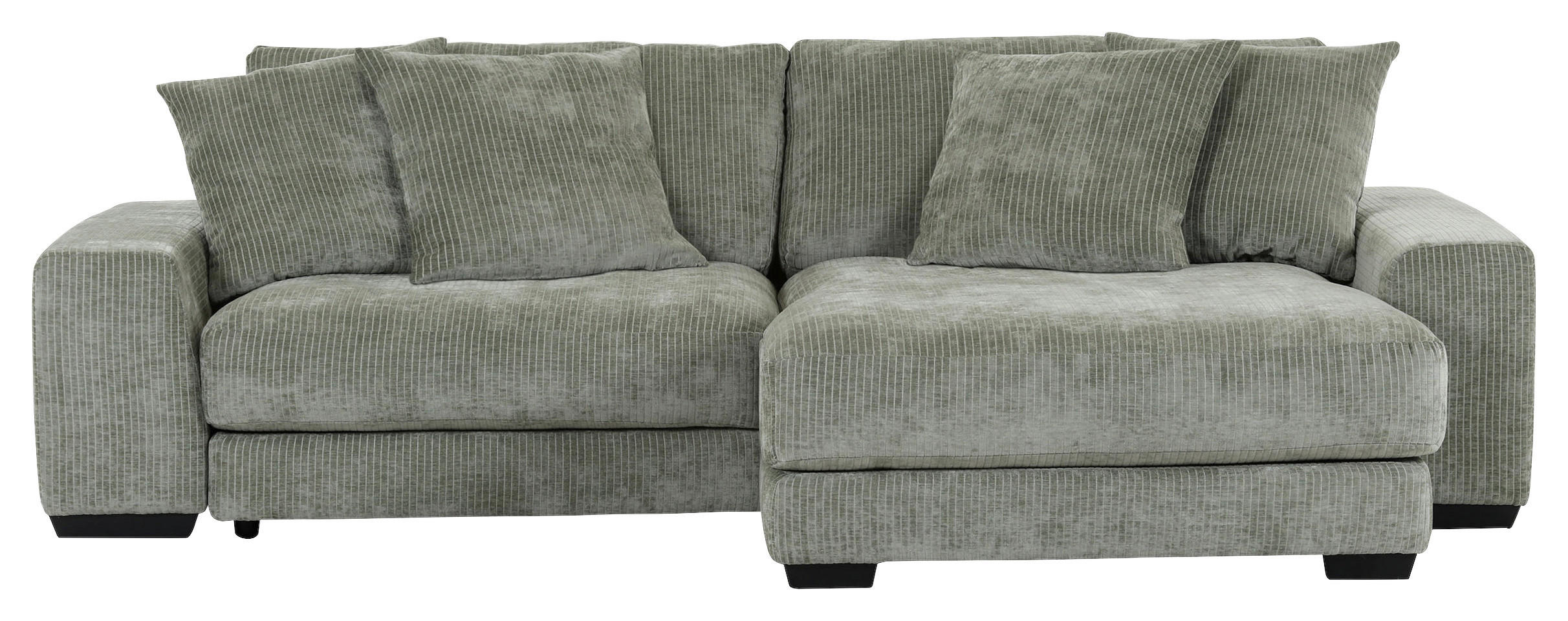 ECKSOFA 280/190 cm  in Flachgewebe Olivgrün Rückenkissen, Rücken echt  280/190 cm  - Schwarz/Olivgrün, KONVENTIONELL, Holz/Textil (280/190cm) - Carryhome