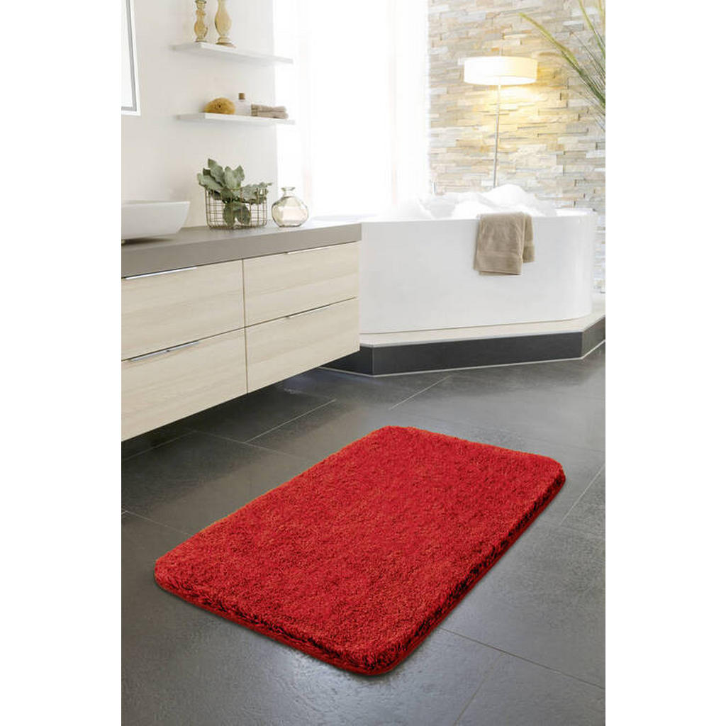 Thumbnail - Grund Badteppich Melange, Rot, Textil, Abstraktes, rechteckig, 50x80 cm, Oeko-Tex® Standard 100, Made in Europe, für Fuß...