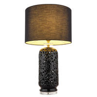 TISCHLEUCHTE 40/71 cm   - Schwarz, KONVENTIONELL, Keramik/Textil (40/71cm) - Globo