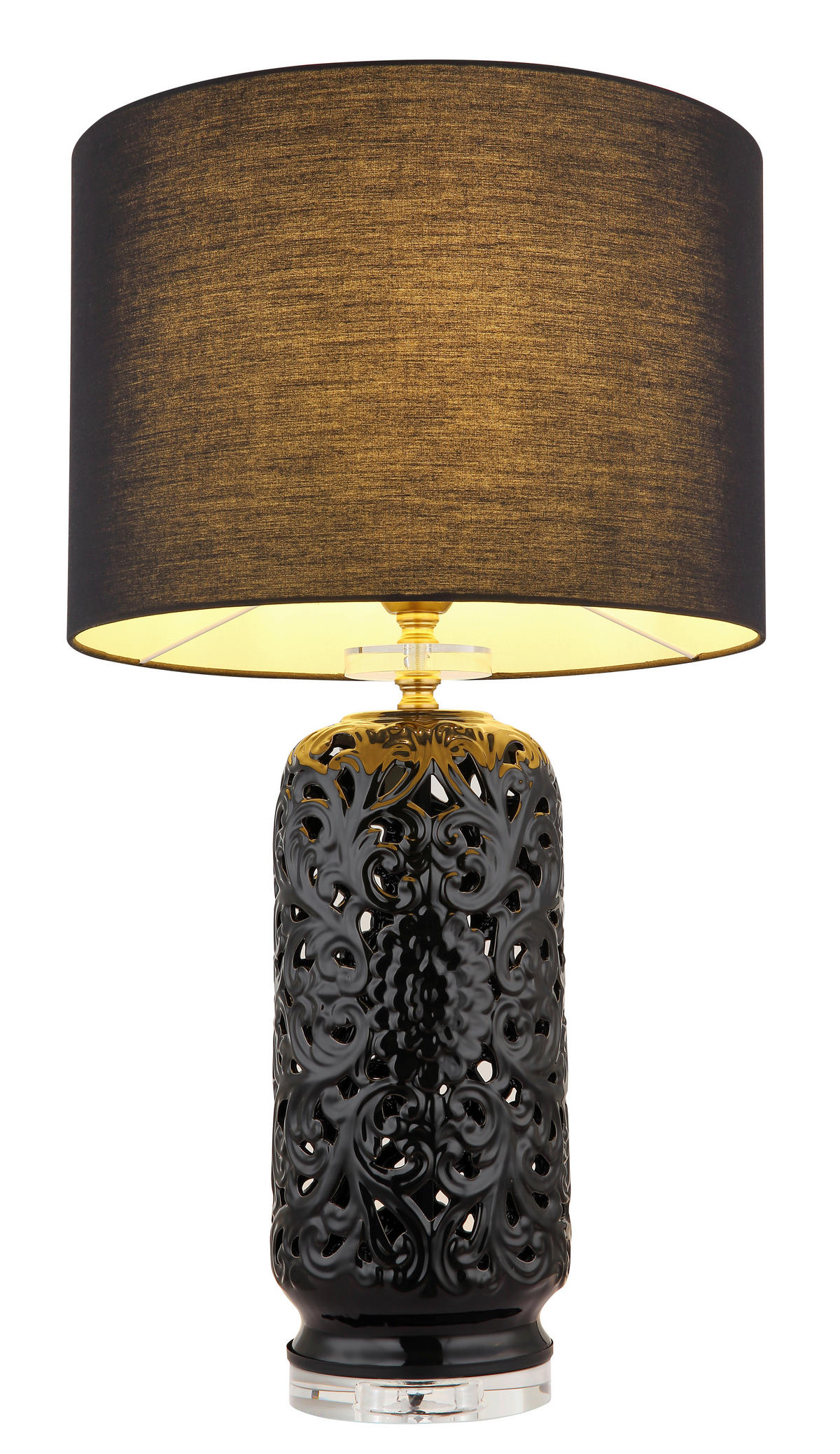 TISCHLEUCHTE 40/71 cm   - Schwarz, KONVENTIONELL, Keramik/Textil (40/71cm) - Globo