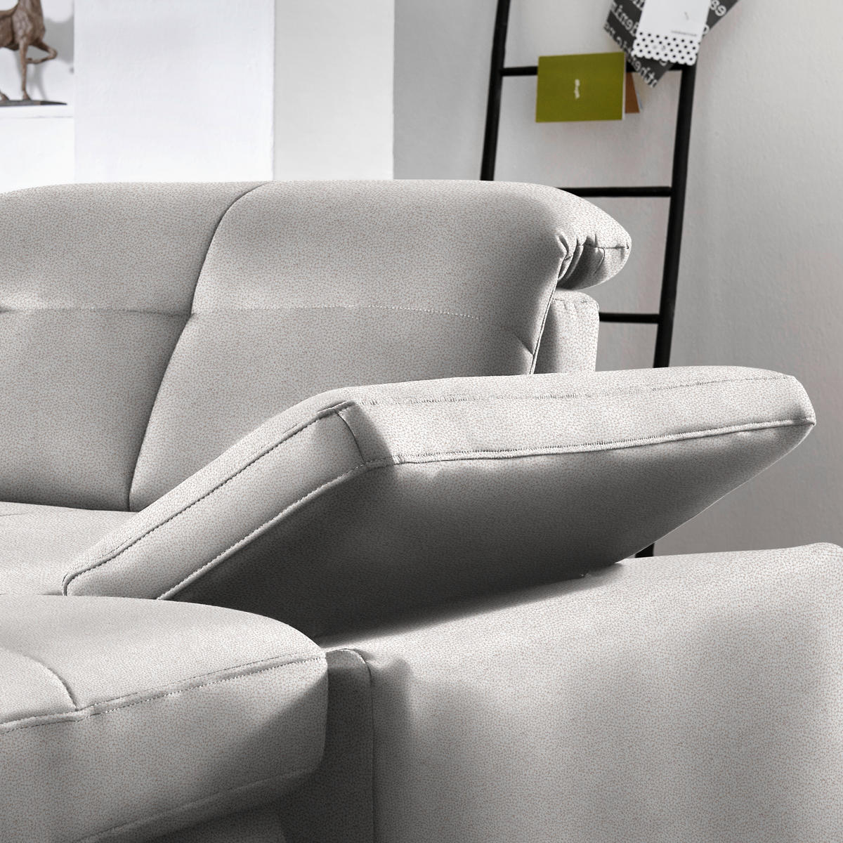 WOHNLANDSCHAFT  in Mikrofaser Silberfarben  - Chromfarben/Silberfarben, Design, Holzwerkstoff/Textil (260/371/195cm) - Beldomo Style