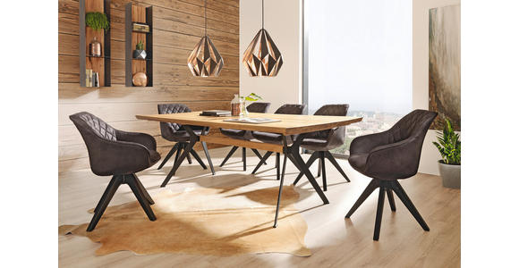 ESSTISCH in Holz 220/100/76 cm  - Eichefarben/Schwarz, Natur, Holz/Metall (220/100/76cm) - Linea Natura