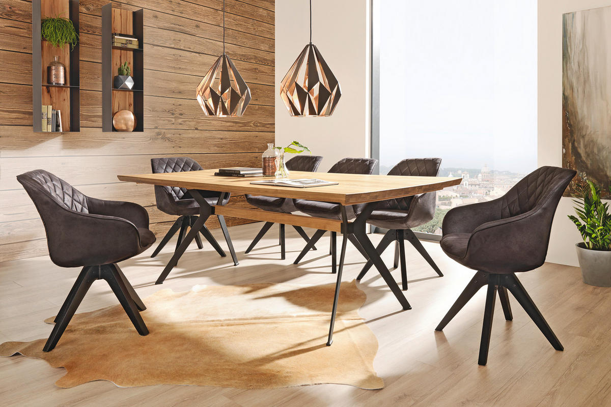 MATBORD i trä 220/100/76 cm   - svart/ekfärgad, Natur, metall/trä (220/100/76cm) - Linea Natura