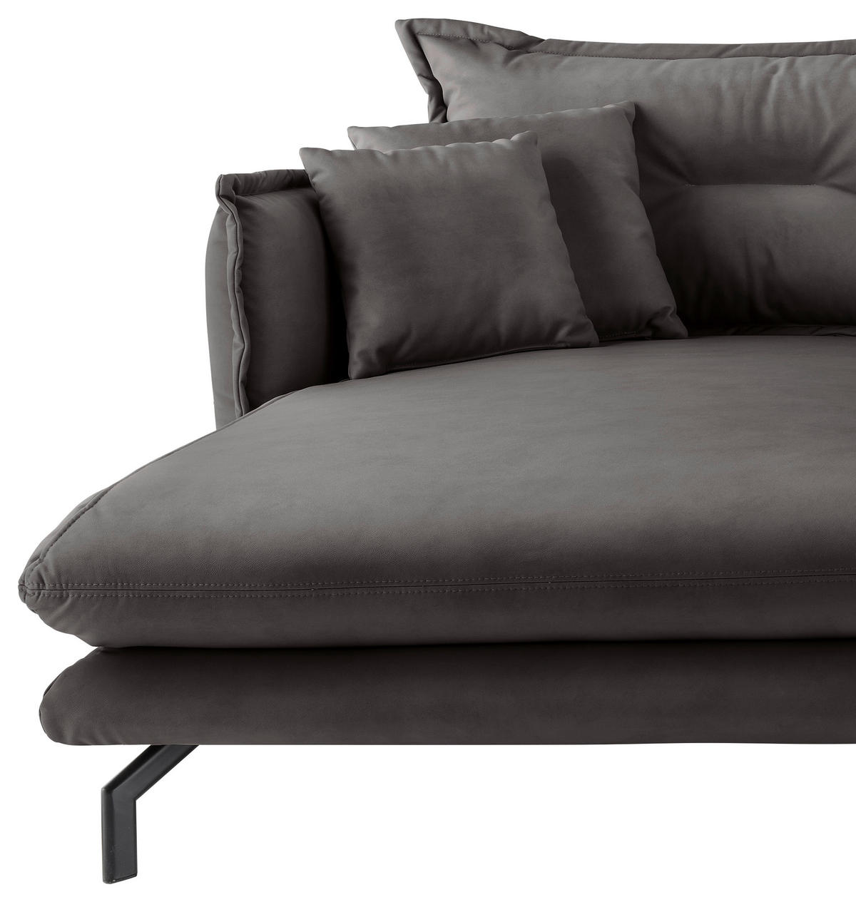 ECKSOFA in Lederlook Anthrazit  - Anthrazit/Schwarz, Modern, Textil/Metall (180/255cm) - Livetastic