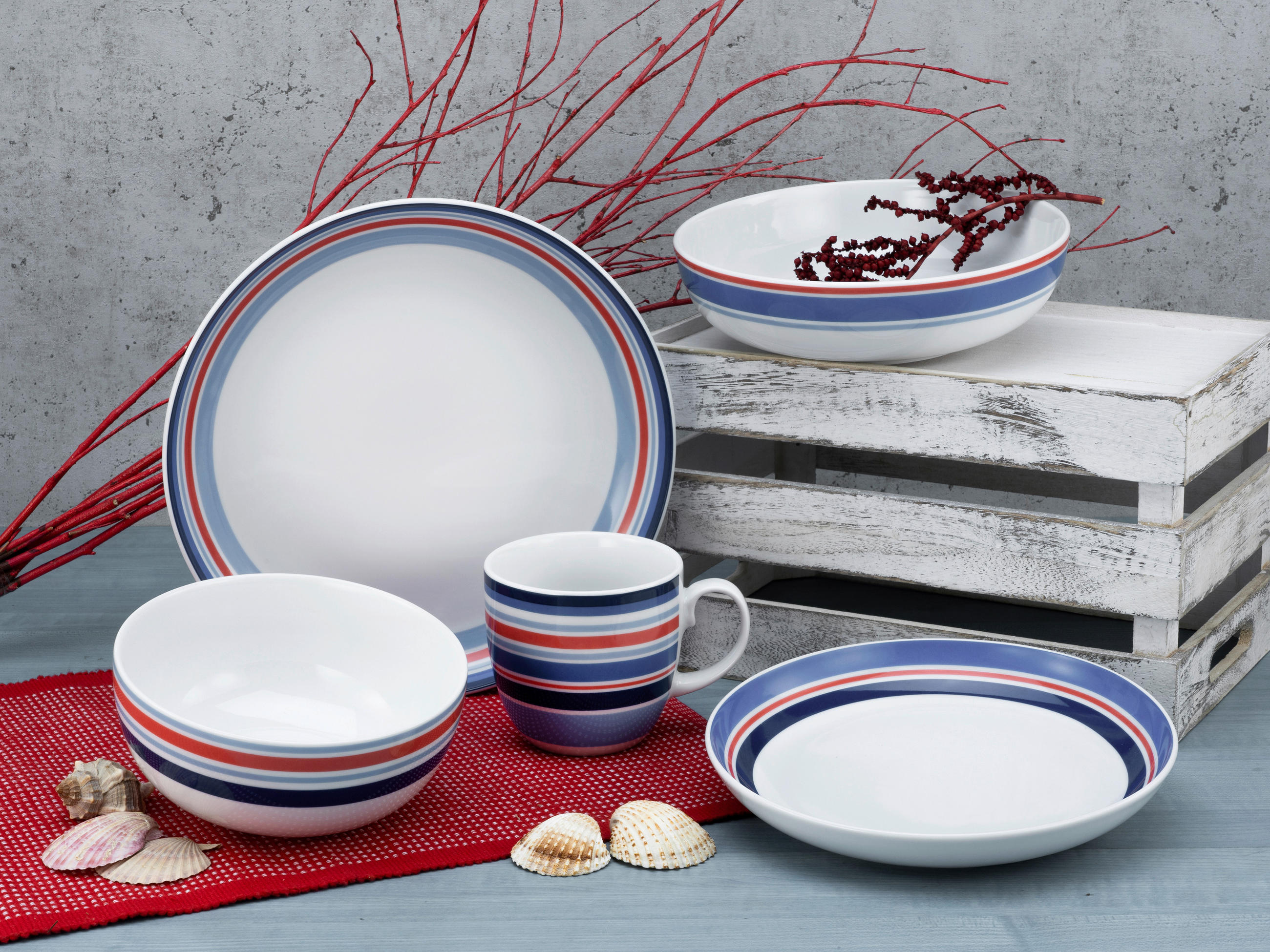 KOMBISERVICE ALLROUND COAST LINE 10-teilig  - Multicolor, Basics, Keramik (37,5/23/30,5cm) - Creatable