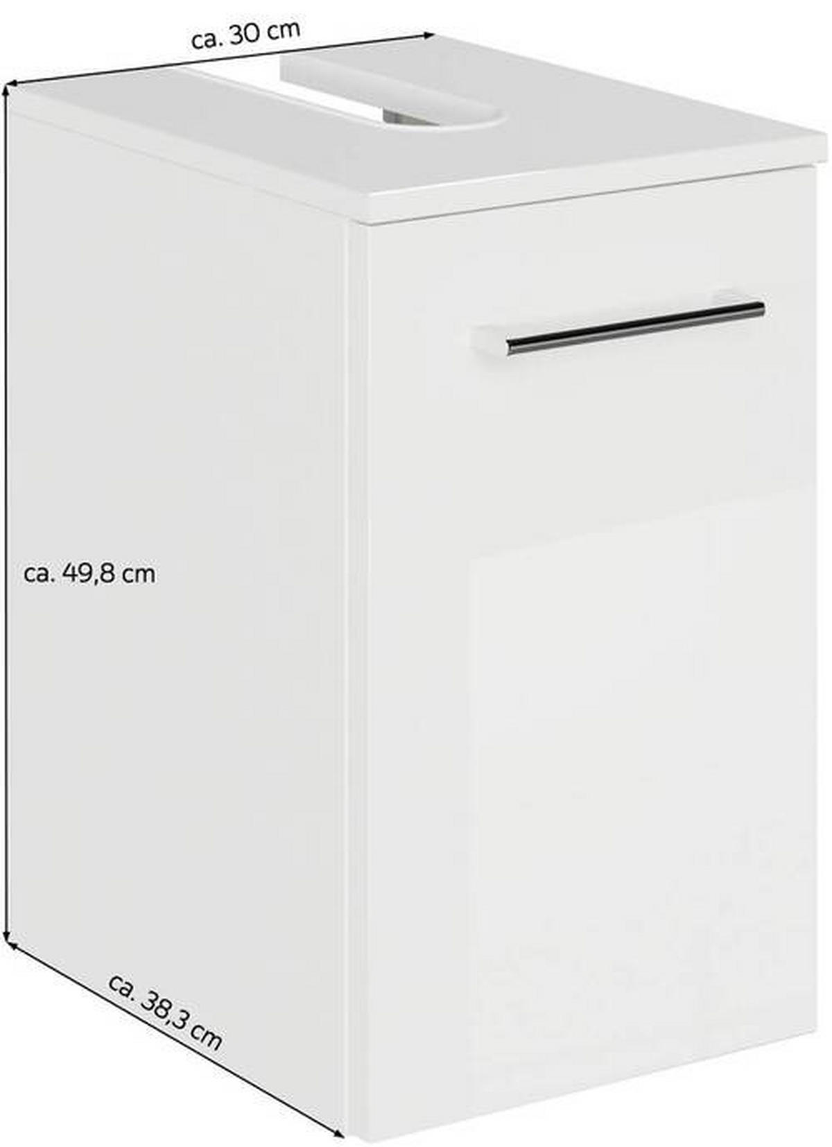 WASCHBECKENUNTERSCHRANK 30/49,8/38,3 cm  - Chromfarben/Weiß Hochglanz, KONVENTIONELL, Holzwerkstoff/Metall (30/49,8/38,3cm) - Sadena