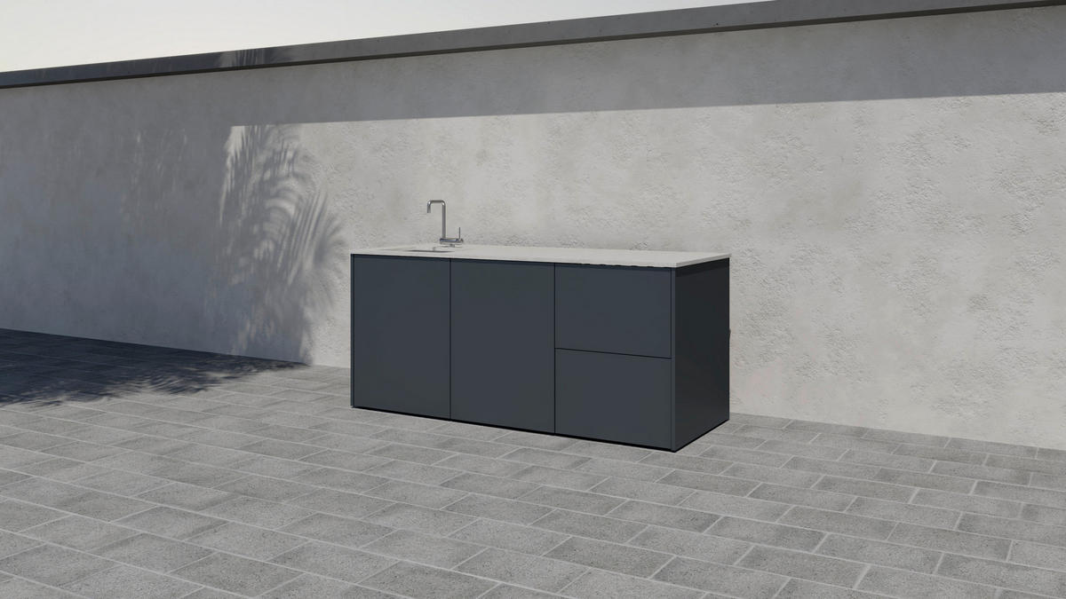 OUTDOORKÜCHE  - Sandfarben/Anthrazit, Basics, Keramik/Metall (198/92,5-98,5/63,3cm) - Dieter Knoll