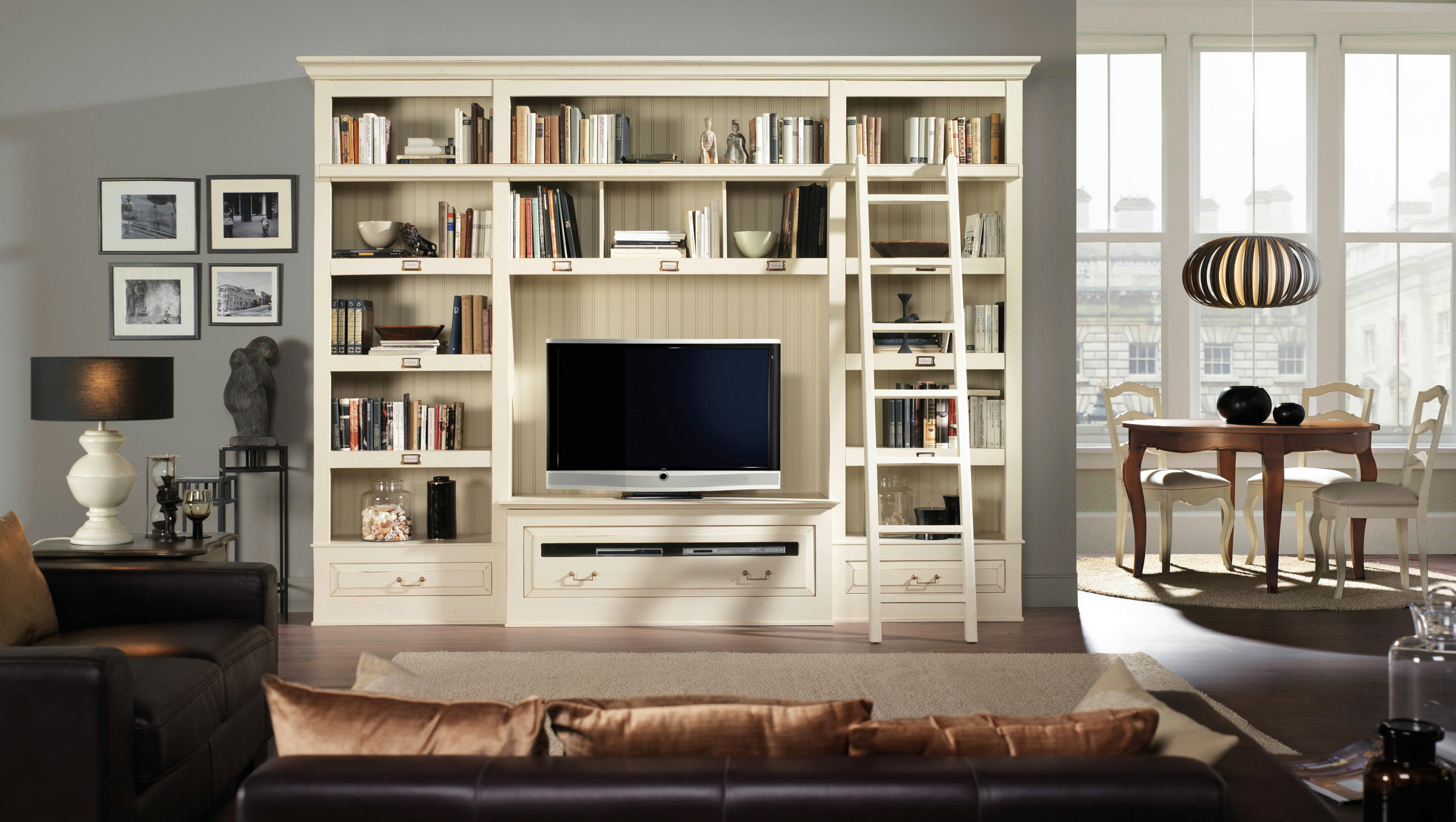 WOHNWAND UrbanClass 3-teilig  in Creme  311/238,5/52-46,5 cm  - Creme/Bronzefarben, LIFESTYLE, Holz/Metall (311/238,5/52-46,5cm) - Livetastic