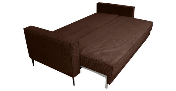 SCHLAFSOFA Cord Dunkelbraun  - Dunkelbraun/Schwarz, KONVENTIONELL, Textil/Metall (222/93/98cm) - Carryhome