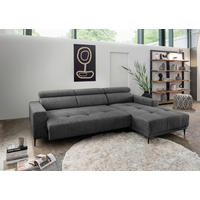 ECKSOFA Anthrazit Chenille  - Anthrazit/Schwarz, KONVENTIONELL, Textil/Metall (276/188cm) - Livetastic
