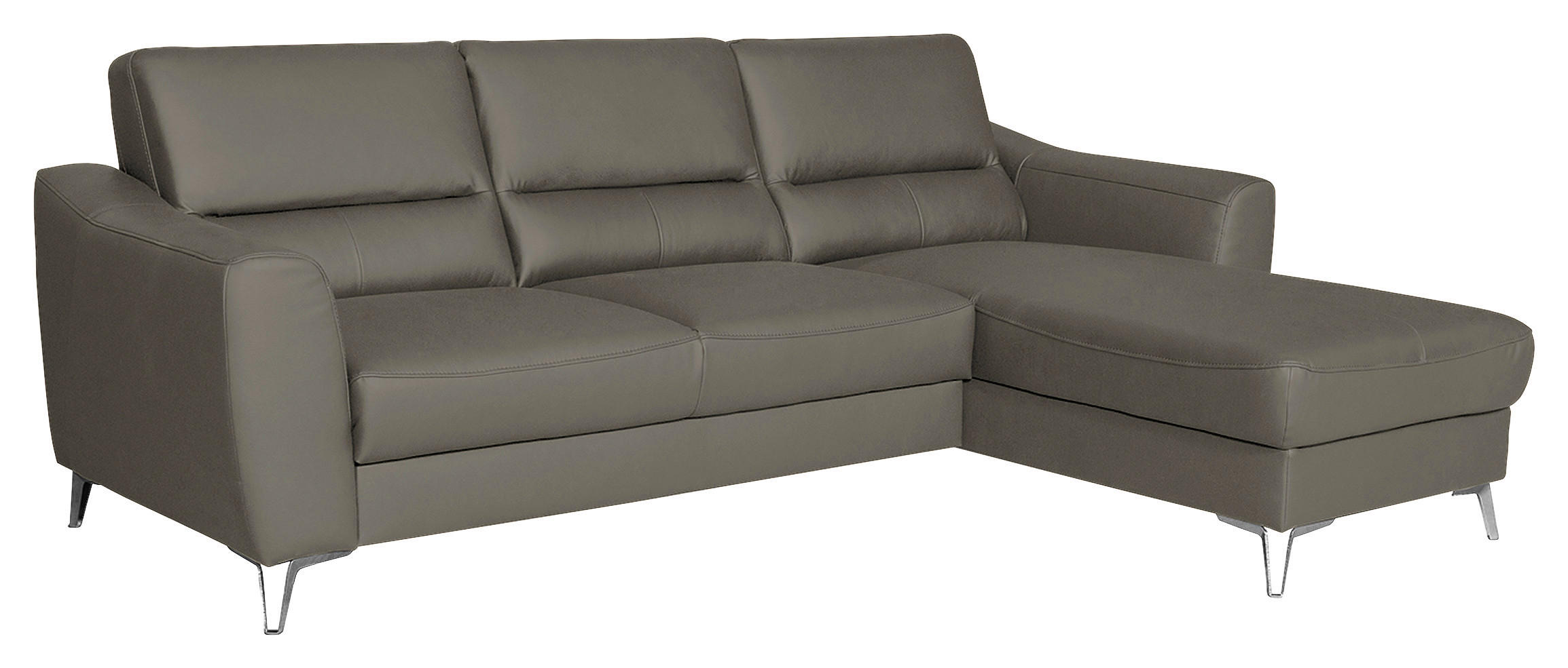 ECKSOFA Sahara Echtleder Lederlook  - Chromfarben/Sahara, Design, Leder/Textil (241/168cm) - Livetastic