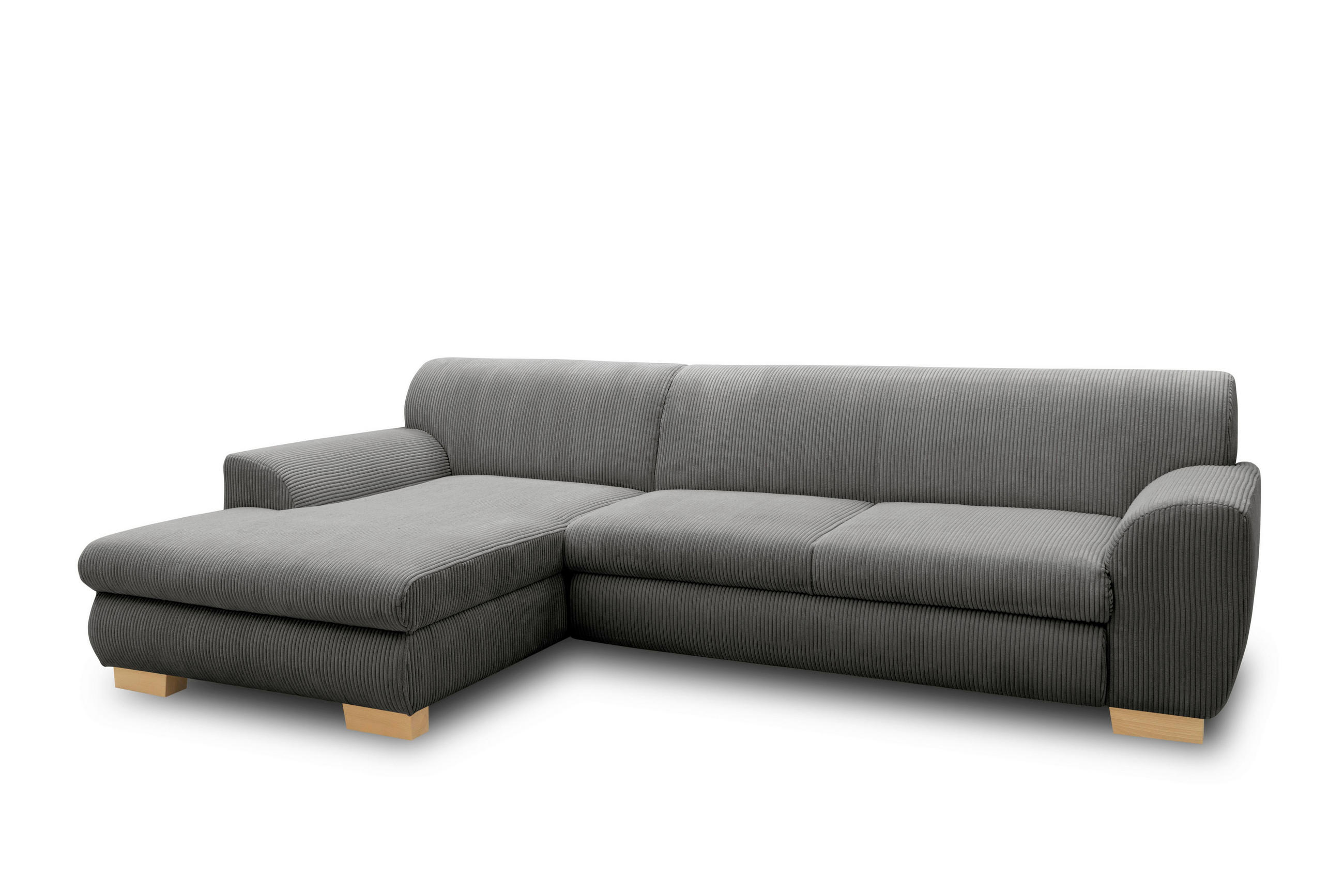 ECKSCHLAFSOFA NIKA Grau Webstoff  - Silberfarben/Grau, Basics, Holz/Textil (277/156cm) - MID.YOU