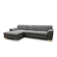 ECKSCHLAFSOFA NIKA Grau Webstoff  - Silberfarben/Grau, Basics, Holz/Textil (277/156cm) - MID.YOU