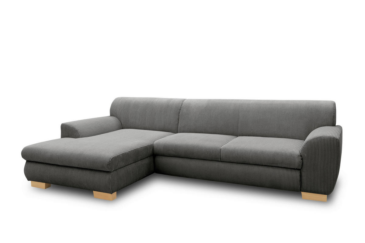 ECKSCHLAFSOFA NIKA Grau Webstoff  - Silberfarben/Grau, Basics, Holz/Textil (277/156cm) - MID.YOU