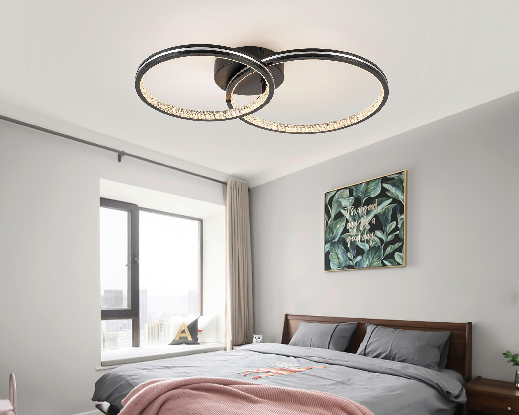 STROPNÉ LED SVIETIDLO, 55/35/8 cm - čierna/chrómová, Basics, kov/plast (55/35/8cm) - Boxxx