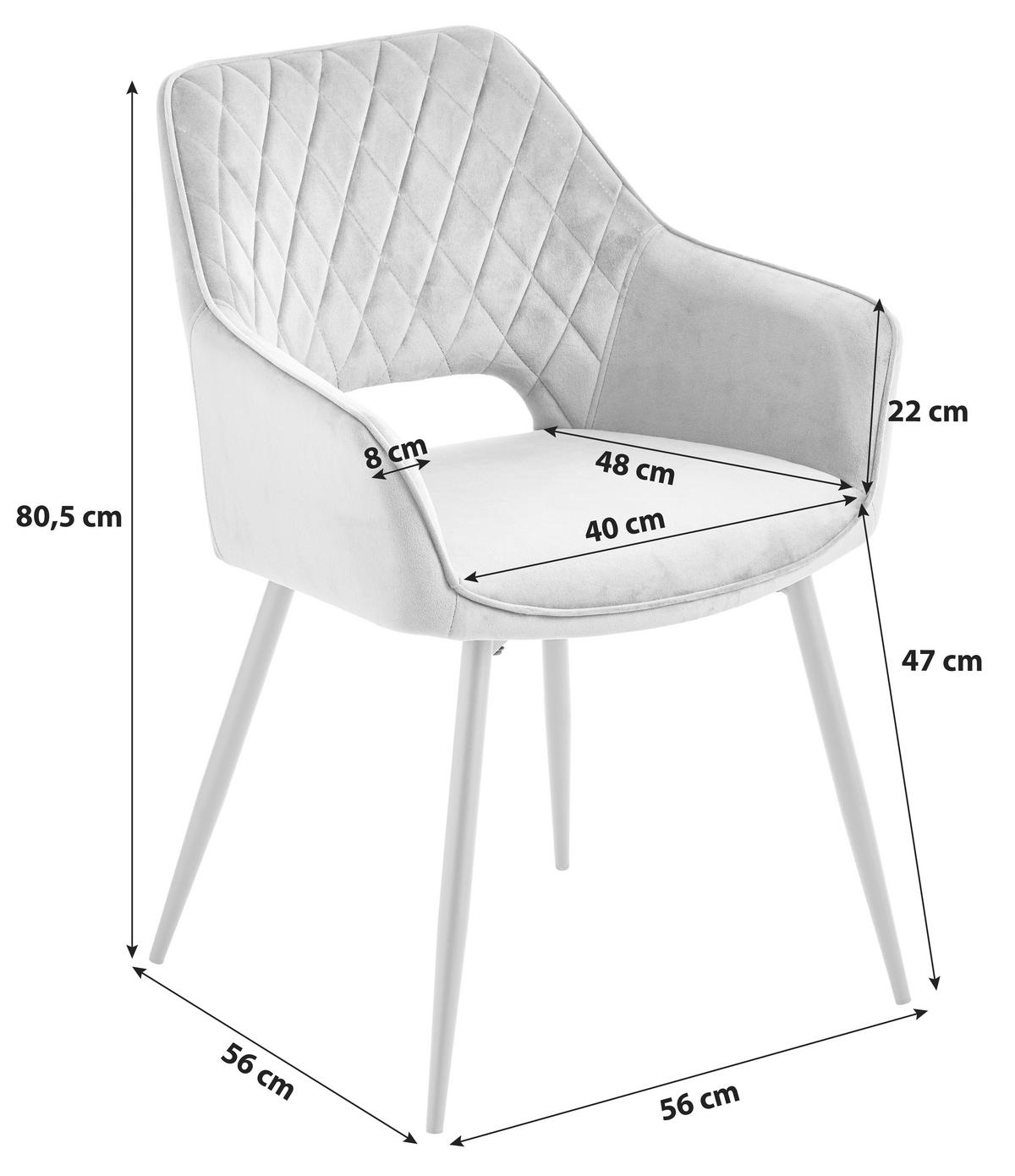 ARMLEHNSTUHL  in Eisen Samt  - Taupe/Beige, KONVENTIONELL, Holz/Textil (56/80,5/56cm) - MID.YOU
