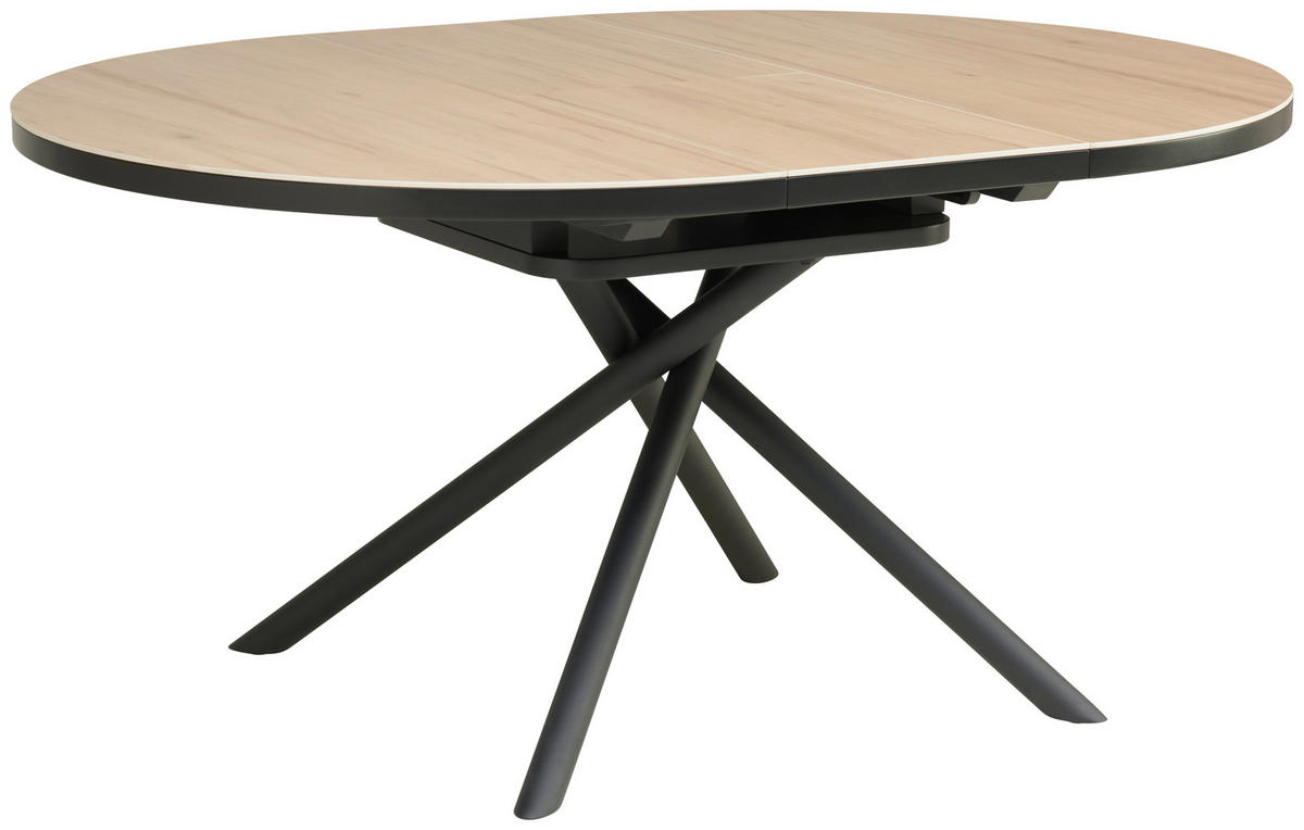 ESSTISCH Schwarz, Bernsteinfarben rund  ausziehbar  - Bernsteinfarben/Schwarz, LIFESTYLE, Keramik/Holzwerkstoff (120-160/76/120cm) - MID.YOU