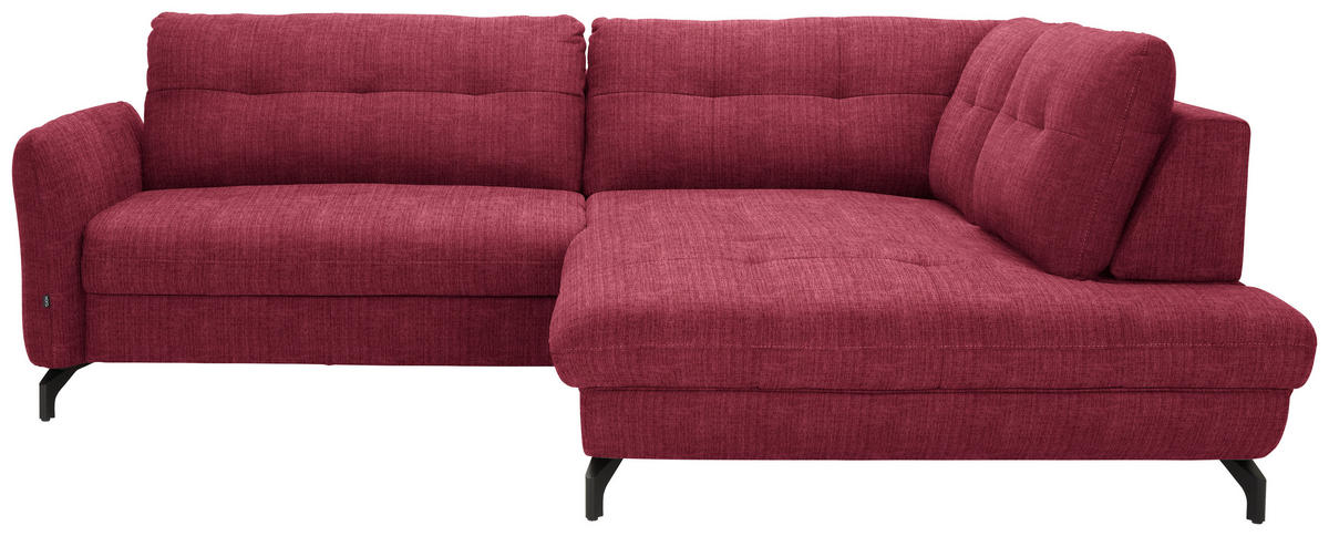 ECKSOFA  in Flachgewebe, Leinenoptik Rot  247/208 cm  - Rot/Schwarz, MODERN, Textil/Metall (247/208cm) - Xora