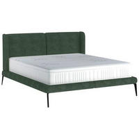 Polsterbett inkl. Matratze 180/200 cm  in Dunkelgrün  - Dunkelgrün/Creme, MODERN, Textil/Metall (180/200cm) - Livetastic