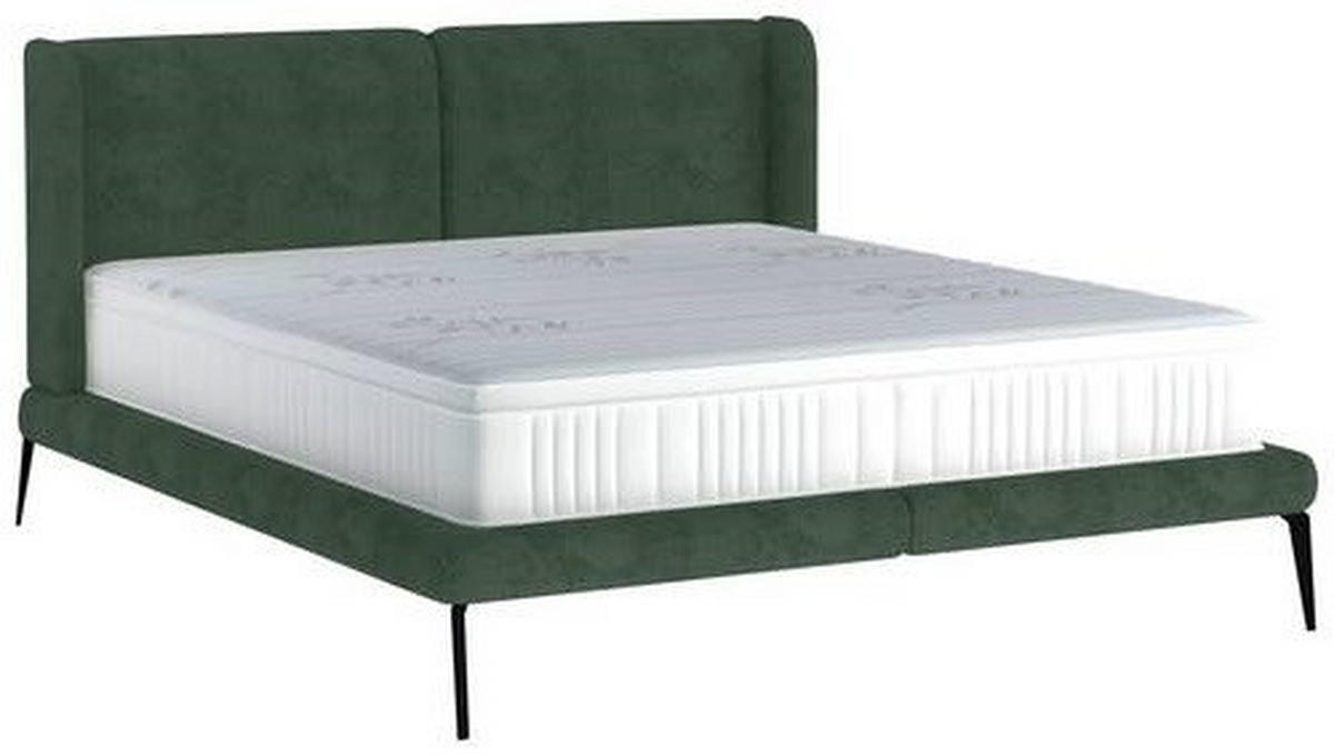 Polsterbett inkl. Matratze Matratze, gepolstertes Kopfteil, Topper Dunkelgrün 180/200 cm  - Dunkelgrün/Creme, MODERN, Textil/Metall (180/200cm) - Livetastic