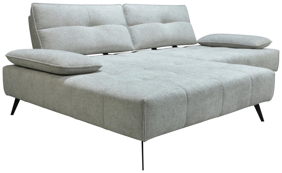 ECKSOFA Ottomane links  Greige Chenille  - Greige/Schwarz, Design, Textil/Metall (188/284cm) - Stylife