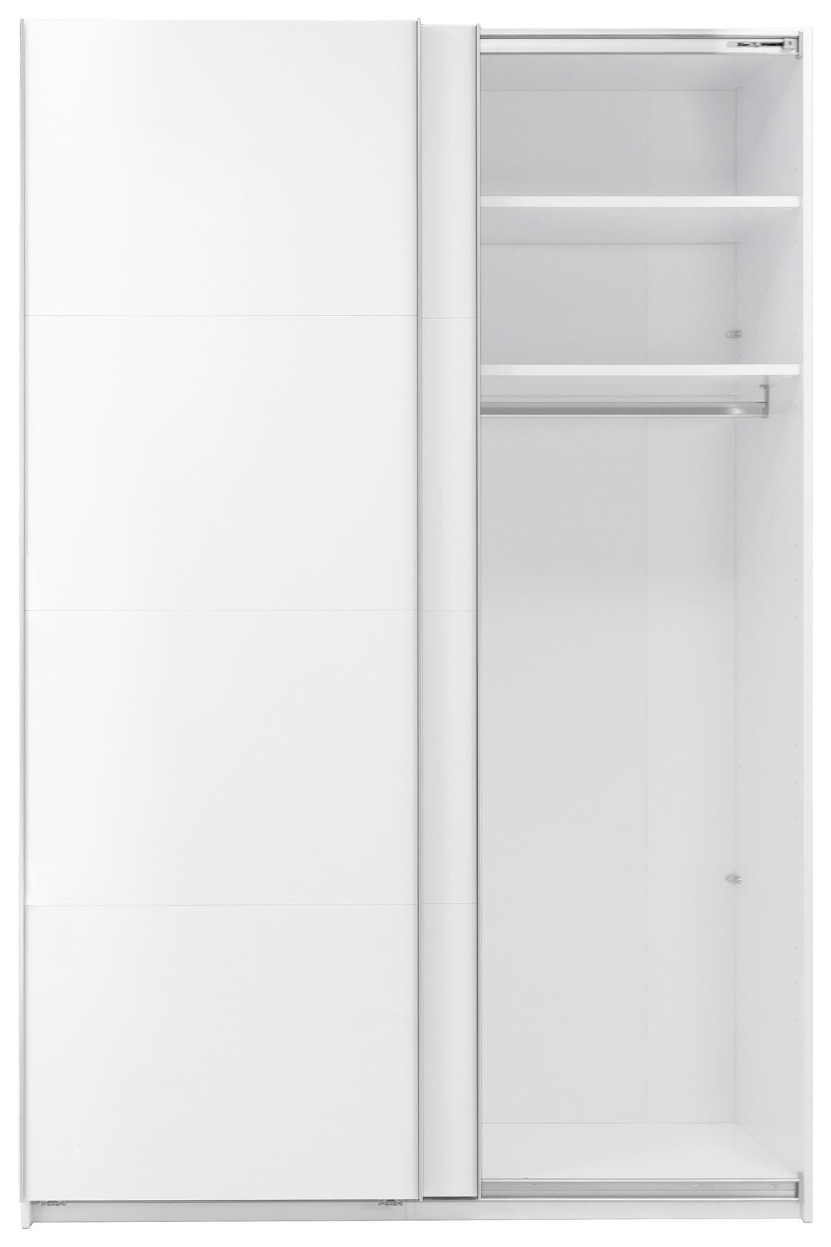 SCHIEBETÜRENSCHRANK 150/210/62 cm 2-türig Weiß  - Weiß Hochglanz/Alufarben, MODERN, Holzwerkstoff/Metall (150/210/62cm) - MID.YOU