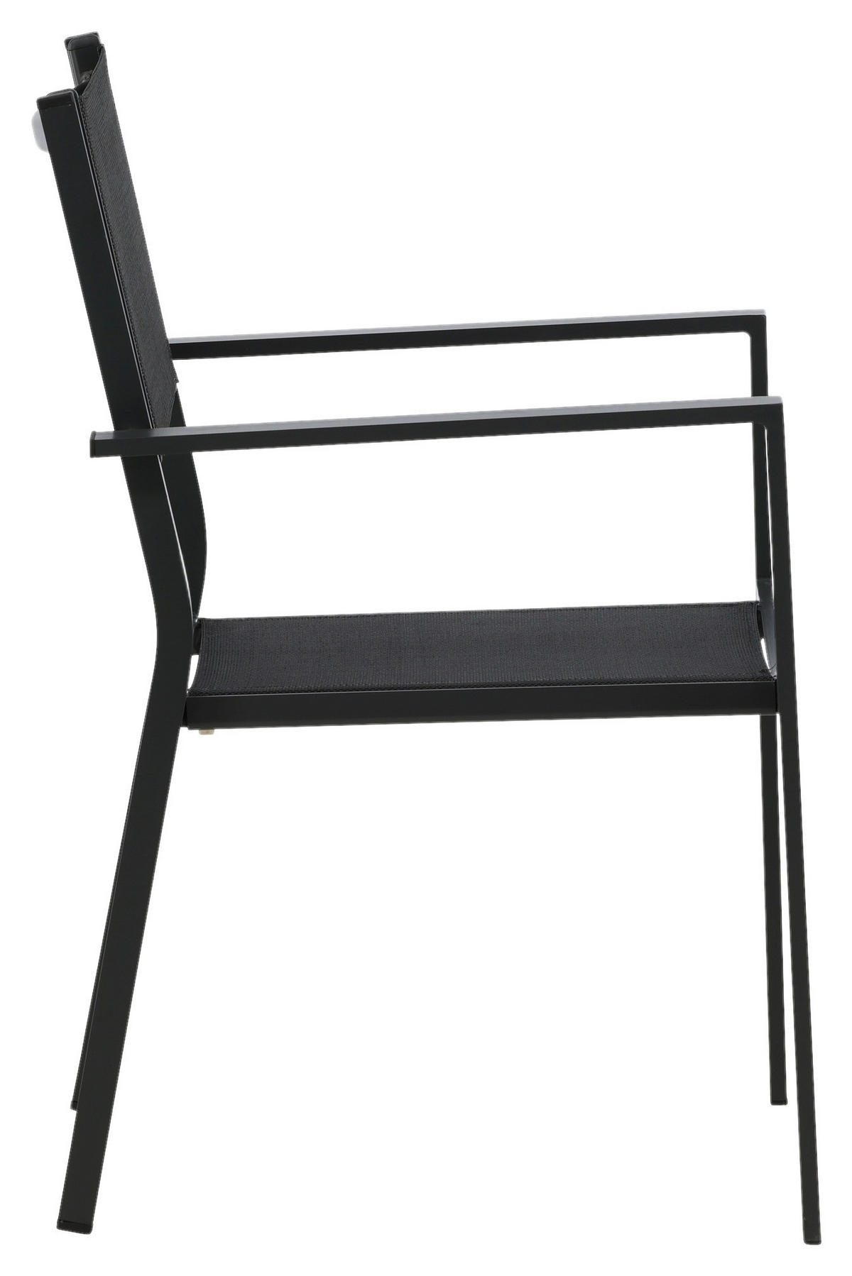 Stapelsessel 2er-Set Aluminium Schwarz  - Schwarz, KONVENTIONELL, Textil/Metall (56.5/88/61cm) - Gardenson