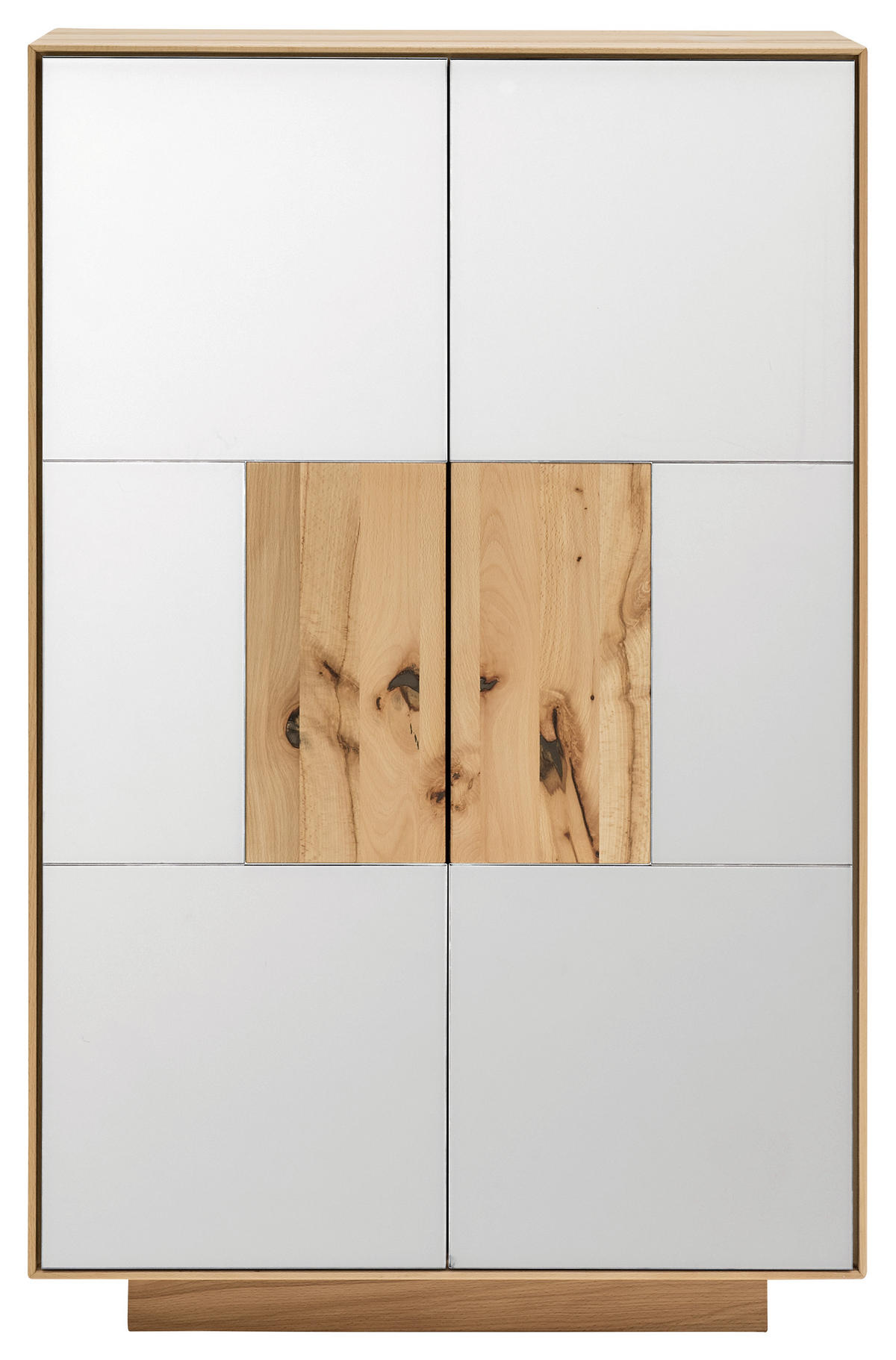 SCHUHSCHRANK Kernbuche massiv Weiß, Buchefarben  - Buchefarben/Weiß, MODERN, Glas/Holz (72/112/37cm) - Linea Natura