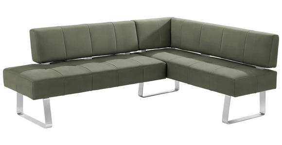 ECKBANK 227/165 cm in Grün, Edelstahlfarben - Edelstahlfarben/Grün, Design, Textil/Metall (227/165cm) - Moderano