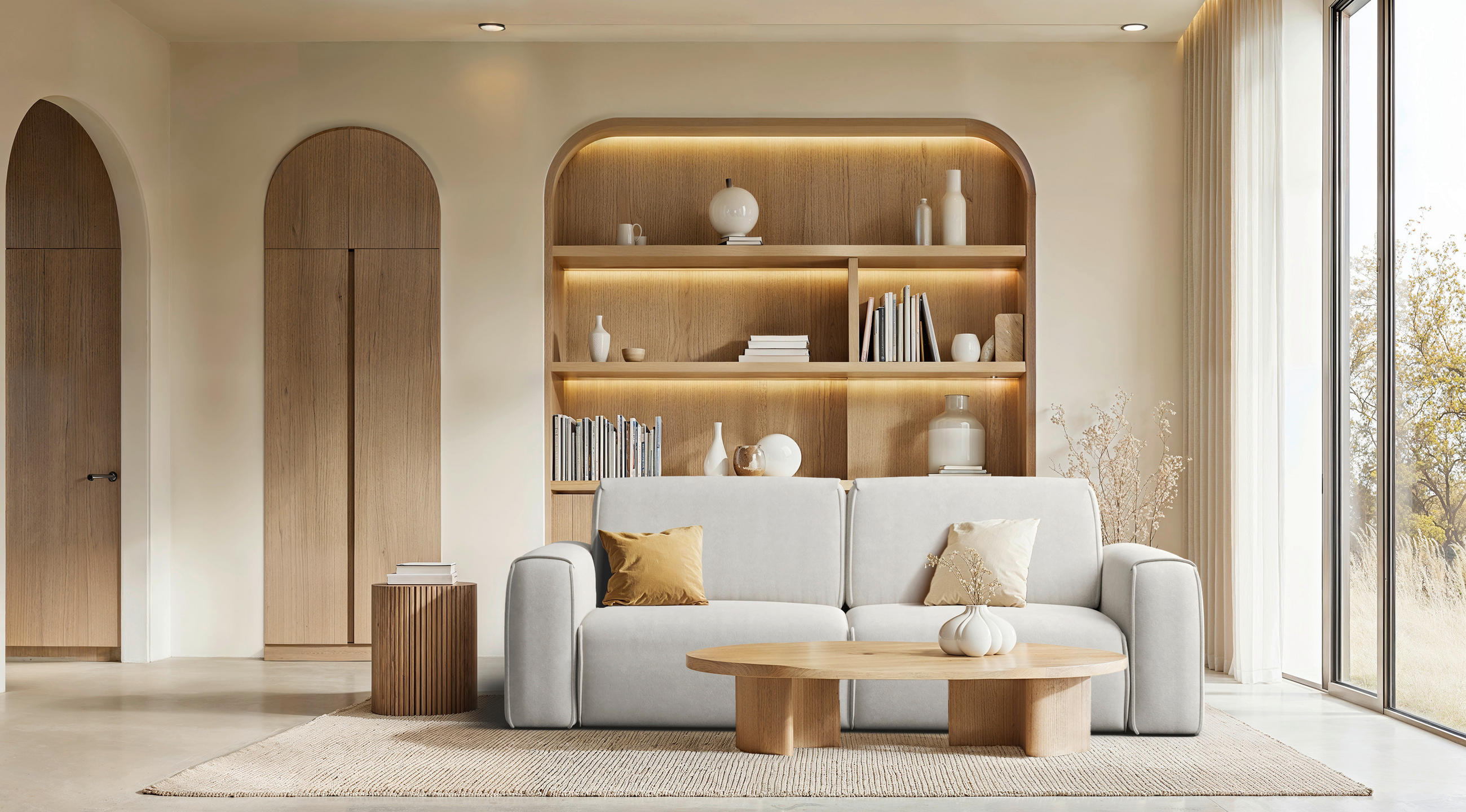 Livetastic Schlafsofa Tuzzi Creme 252x94x105 cm
