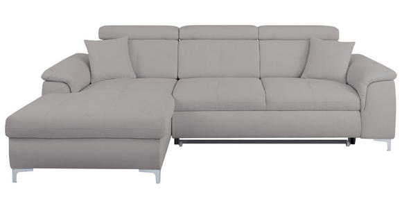 ECKSOFA in Flachgewebe Grau  - Chromfarben/Grau, KONVENTIONELL, Textil/Metall (175/268cm) - Carryhome