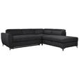 ECKSOFA Schwarz Velours  - Schwarz, KONVENTIONELL, Textil/Metall (255/217cm) - Carryhome