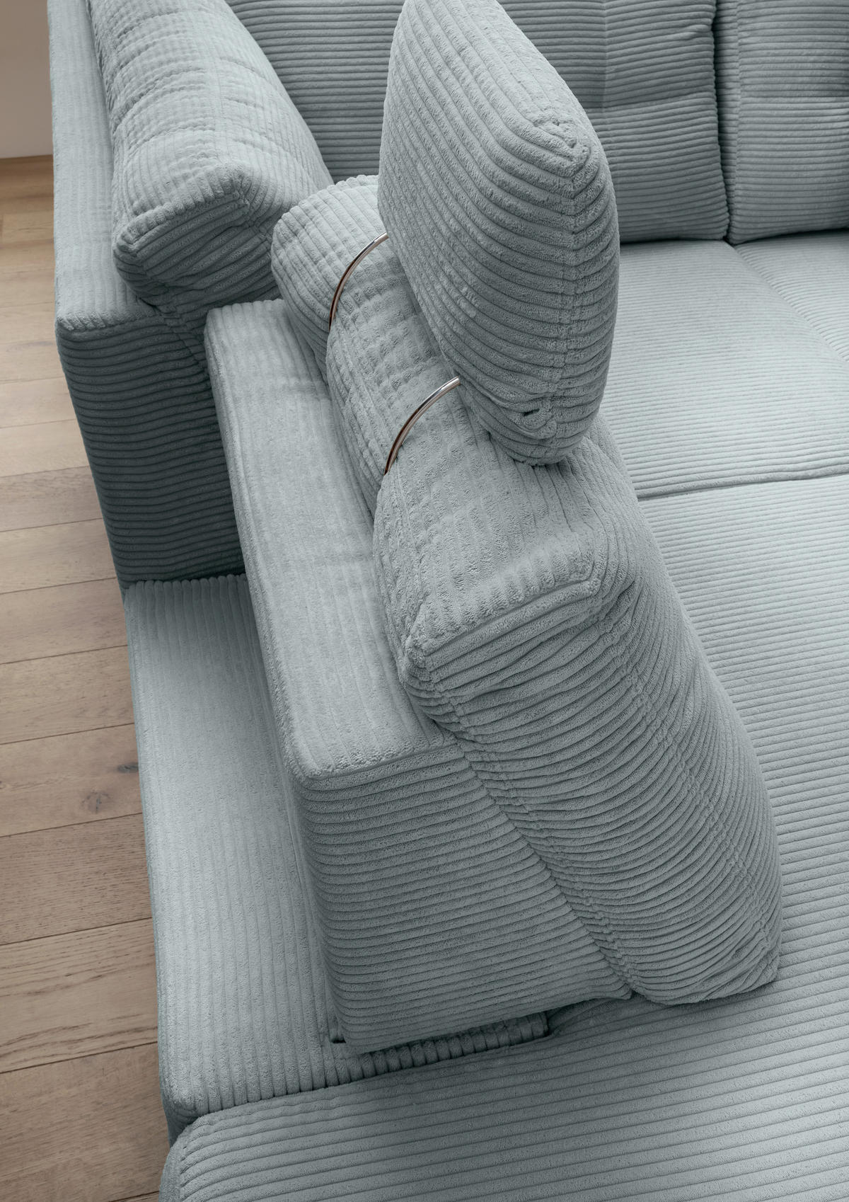 ECKSOFA in Cord Hellblau  - Naturfarben/Hellblau, Modern, Holz/Textil (206/274cm) - Livetastic