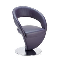 STUHL Echtleder Edelstahlfarben, Brombeere  - Edelstahlfarben/Brombeere, Design, Leder/Metall (62/86/61cm) - Moderano