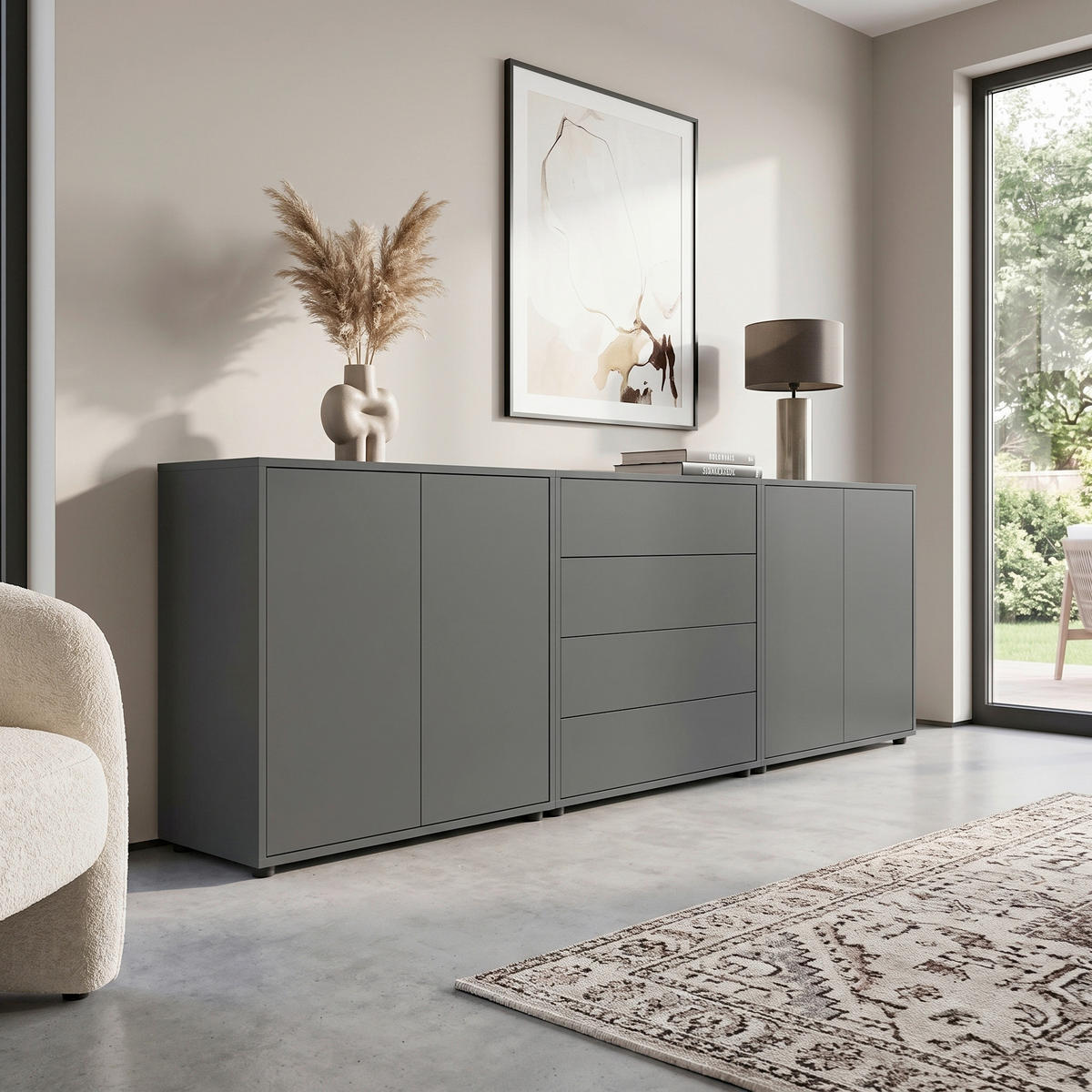 SIDEBOARD   - Anthrazit/Schwarz, MODERN, Holzwerkstoff/Kunststoff (237/73/33cm) - MID.YOU