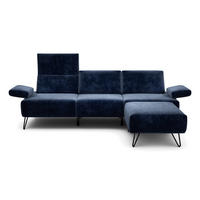 3-SITZER-SOFA Samt Dunkelblau  - Schwarz/Dunkelblau, Design, Textil/Metall (234-264/85/86-94cm) - SENSOO