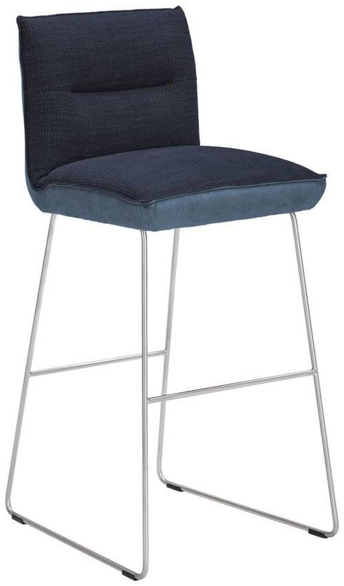 BARHOCKER Flachgewebe Blau, Edelstahlfarben, Hellblau Stahl Stoffauswahl, Typenauswahl, Gestellauswahl  - Blau/Edelstahlfarben, Design, Textil/Metall (51/107/59cm) - Dieter Knoll