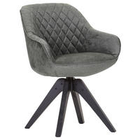 ŽIDLE S PODRUČKAMI, plochá tkanina, šedá, zelená - šedá/černá, Lifestyle, dřevo/textil (60/83/65cm) - Landscape