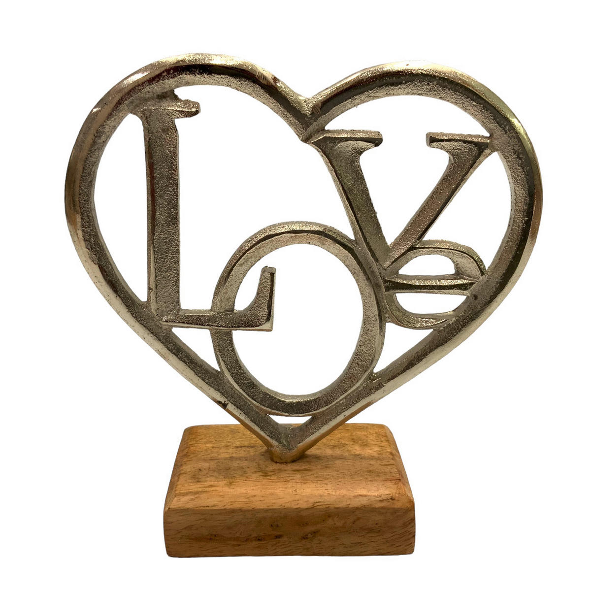 DEKOHERZ - Silberfarben/Naturfarben, LIFESTYLE, Holz/Metall (16/15/5cm)