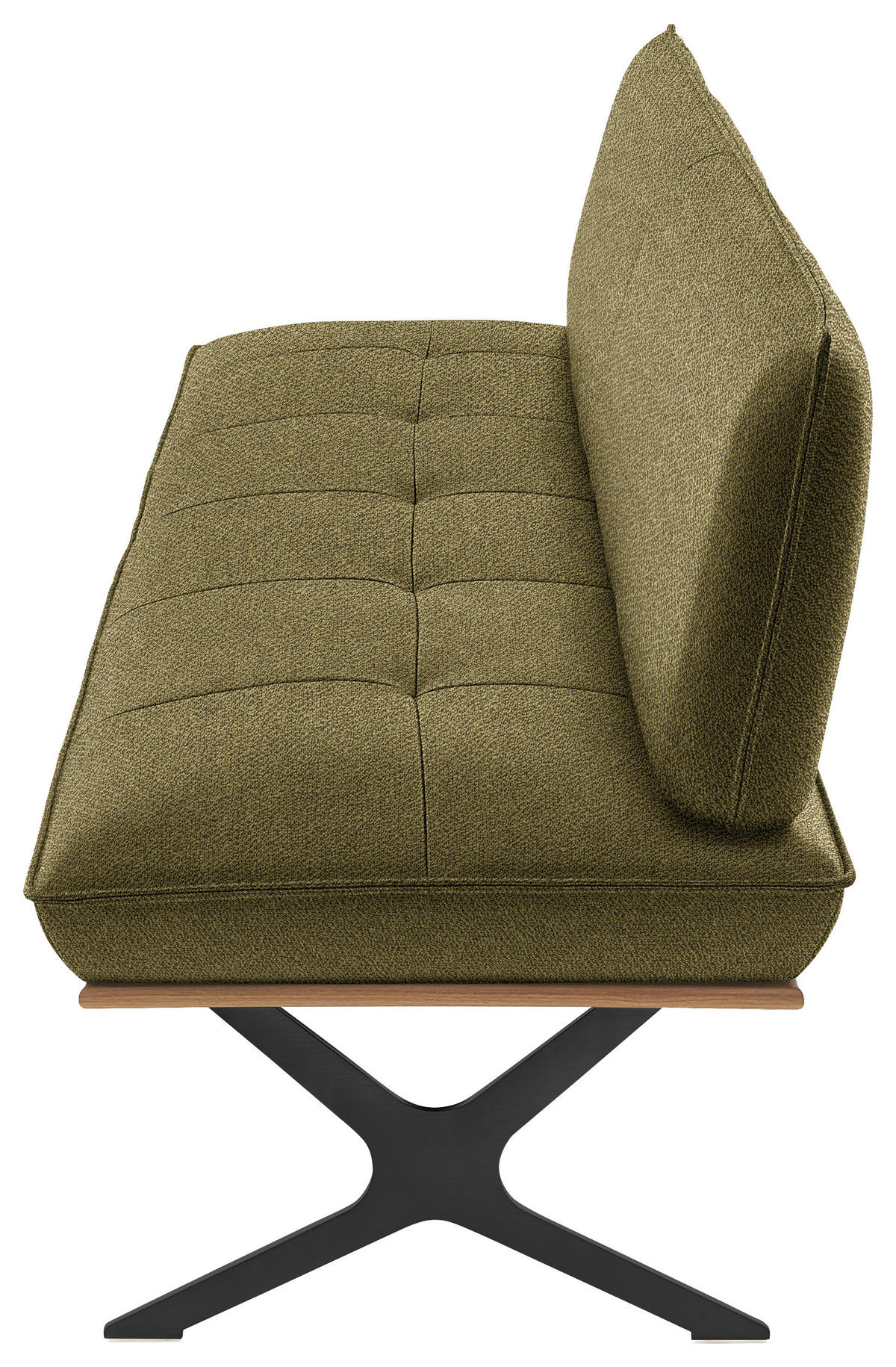 SITZBANK in Holz, Textil Grün, Schwarz, Nussbaumfarben  - Nussbaumfarben/Schwarz, Design, Holz/Textil (214/88/66cm) - Koinor