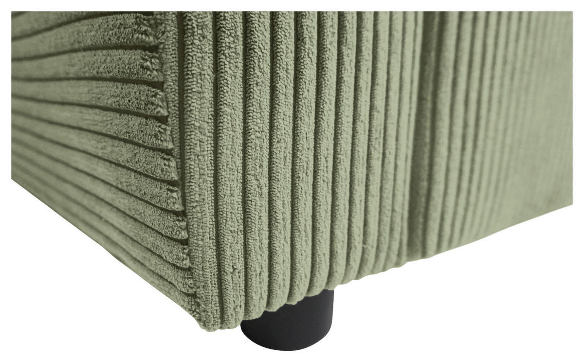 ECKSOFA TERMOLI in Cord Mintgrün  231/155 cm  - Schwarz/Mintgrün, Design, Kunststoff/Textil (231/155cm) - MID.YOU