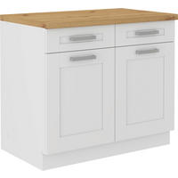 KÜCHENUNTERSCHRANK 100/86/60 cm  in Weiß  - Silberfarben/Weiß, ROMANTIK / LANDHAUS, Holzwerkstoff/Metall (100/86/60cm) - MID.YOU