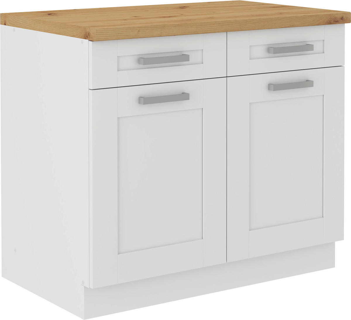 KÜCHENUNTERSCHRANK 100/86/60 cm  in Weiß  - Silberfarben/Weiß, ROMANTIK / LANDHAUS, Holzwerkstoff/Metall (100/86/60cm) - MID.YOU