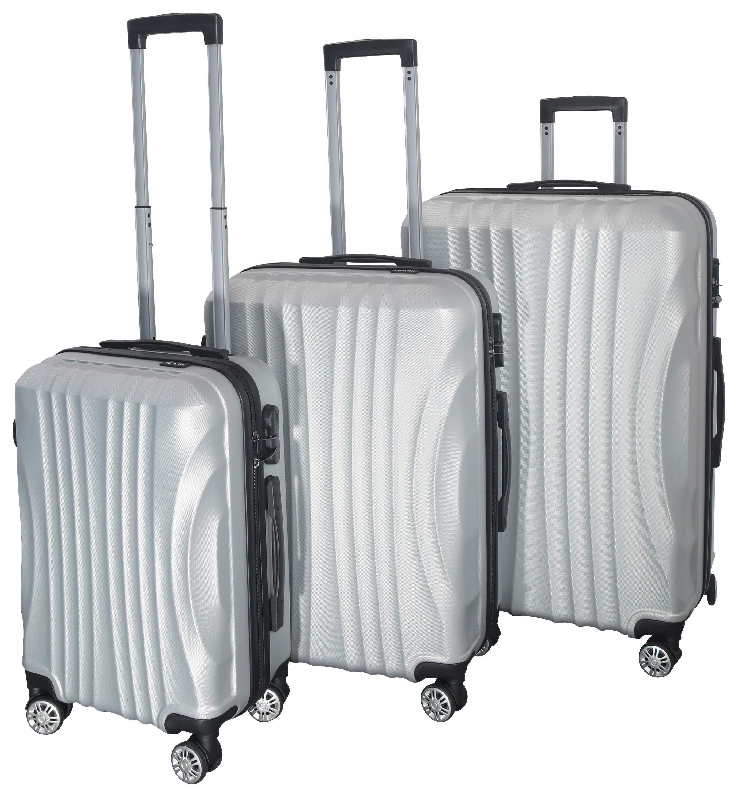 REISEKOFFERSET Silberfarben 3-teilig  - Silberfarben, Trend, Kunststoff/Textil - Novel
