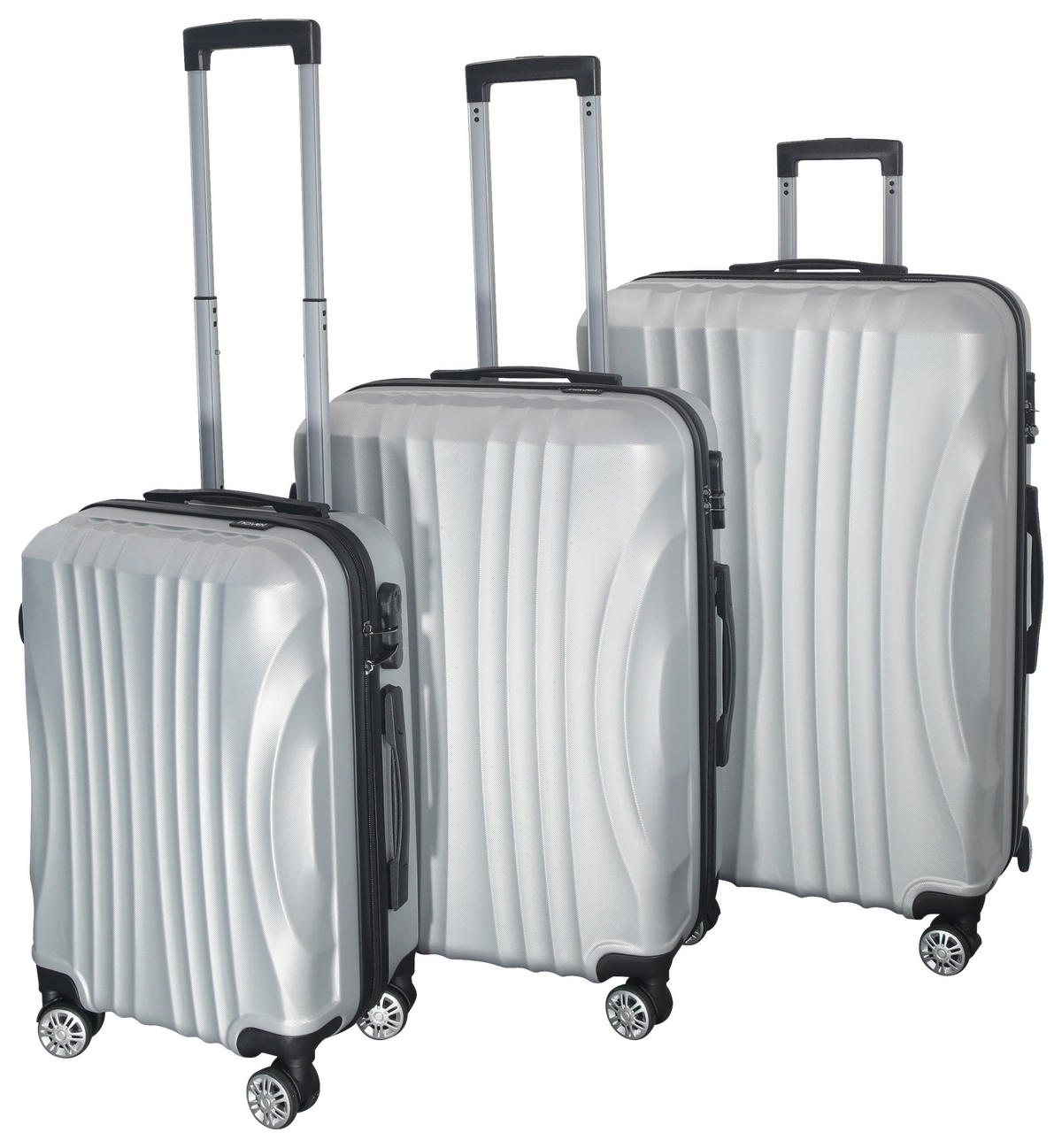 REISEKOFFERSET Silberfarben 3-teilig  - Silberfarben, Trend, Kunststoff/Textil - Novel