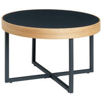 COUCHTISCH Eiche massiv rund Naturfarben, Schwarz  - Schwarz/Naturfarben, MODERN, Holz/Holzwerkstoff (60/38cm) - Livetastic