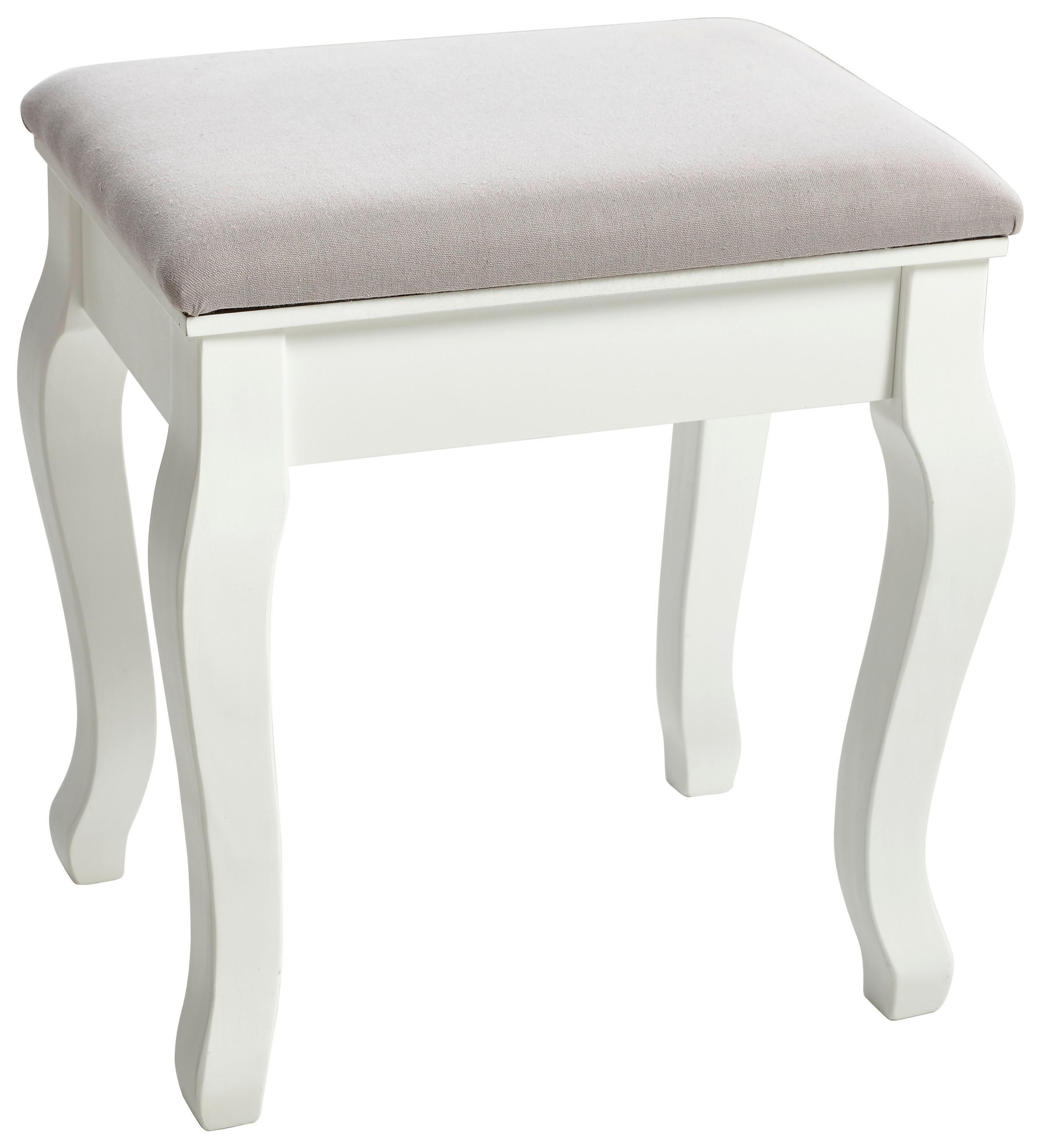 Hocker in Holz, Textil, Holzwerkstoff Grau, Weiß