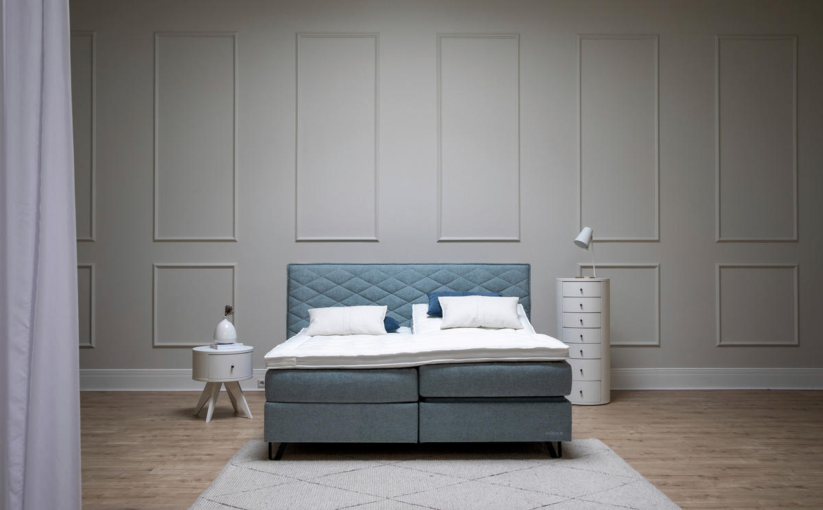 BOXSPRINGBETT 180/200 cm  in Türkis  - Türkis/Schwarz, Konventionell, Holz/Textil (180/200cm) - Sjöholm