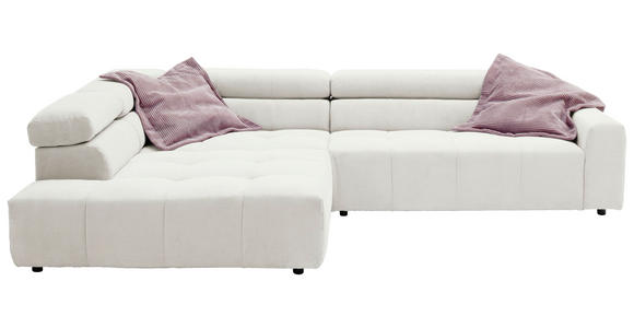 ECKSOFA in Feincord Weiß  - Schwarz/Weiß, KONVENTIONELL, Kunststoff/Textil (219/311cm) - Hom`in