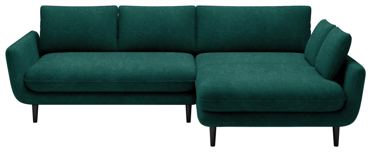 ECKSOFA in Velours Grün  260/167 cm  - Schwarz/Grün, Design, Holz/Textil (260/167cm) - Welnova